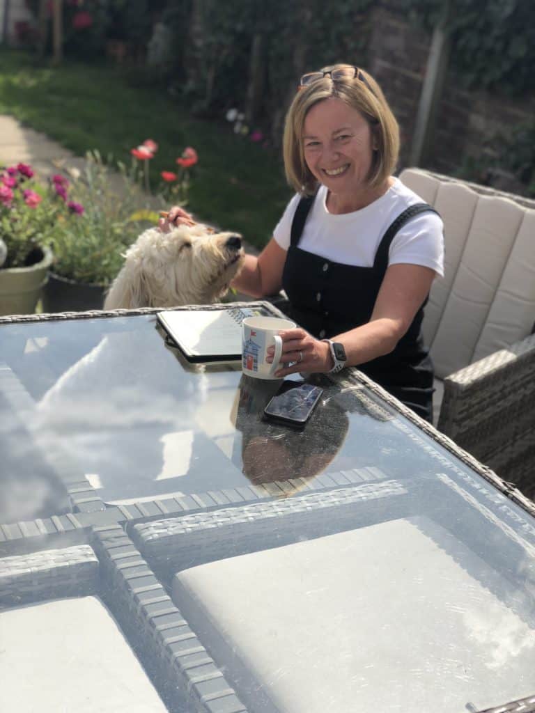 jas with archie outside