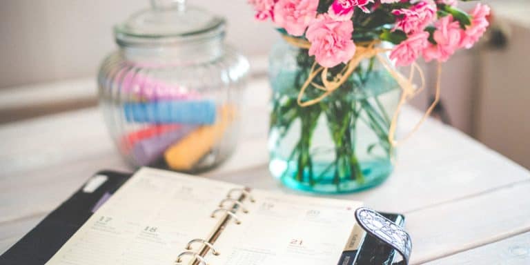 flowers and desk